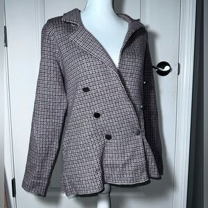 Max Studio Textured Knit Blazer Jacket Purple Gray Double Breasted Medium